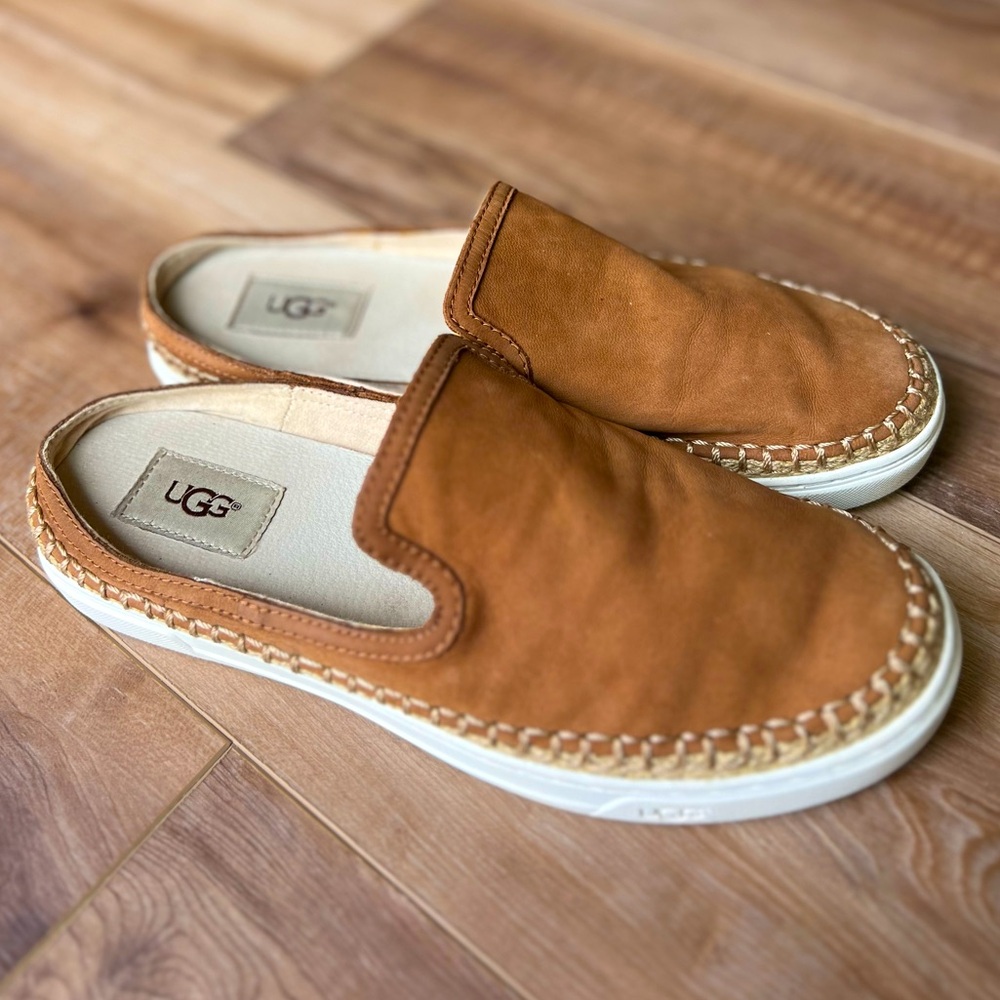 UGG Caleel Genuine Leather Chestnut Mules